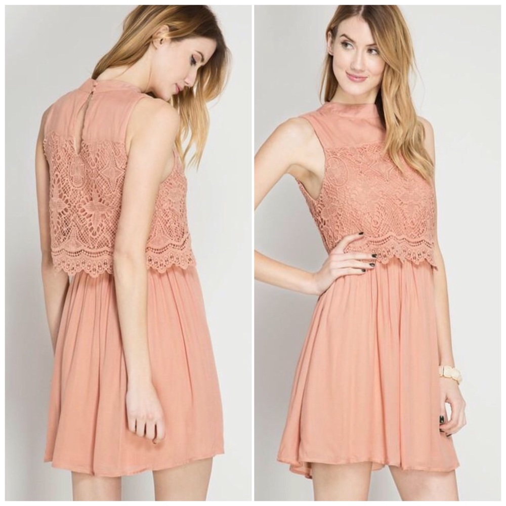 ❗️CLOSING SALE❗️ Layered Dress W/Crochet Detail - Picture 2 of 3